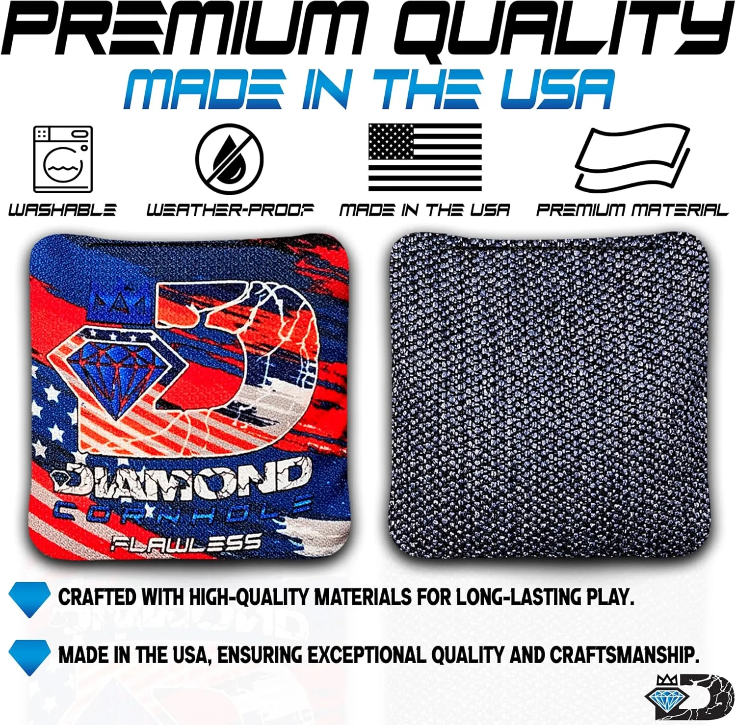 | Competition Cornhole Bags | Tournament Style | Regulation Size | All-Weather | Set of 4 | Flawless Series