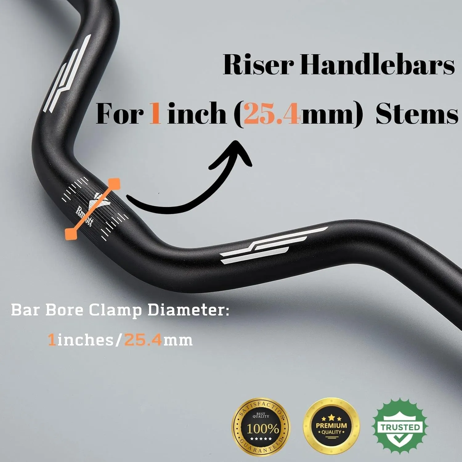 1 inch Rise 90mm Mountain Bike Handlebars Length 24.40inches/620mm Aluminum -Just Fits 25.4mm Stems- Rise 90mm Black