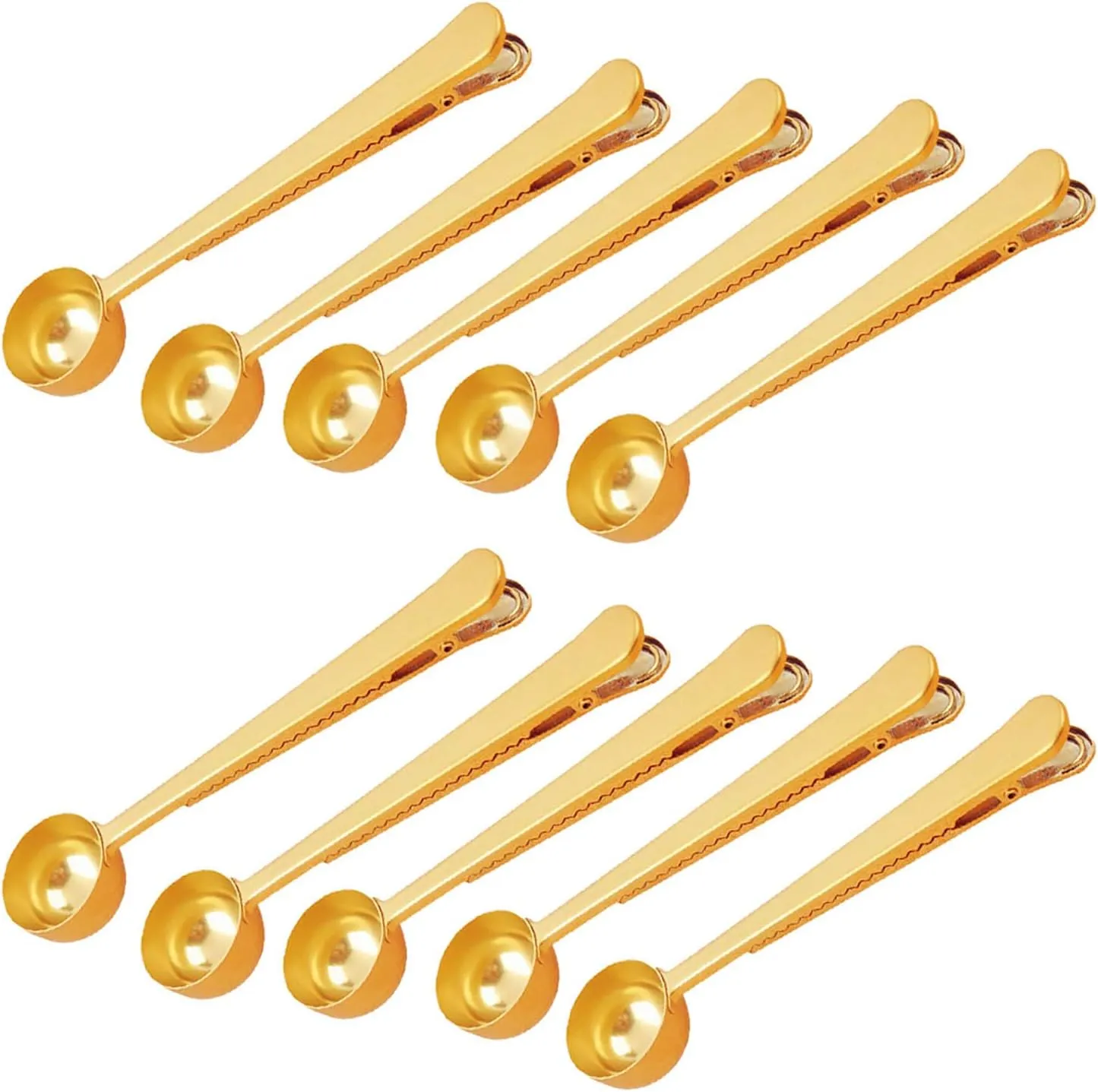 10 PCS Scoop with Clip,2-in-1 Stainless Steel Coffee Scoop and Bag Clip for Measuring Coffee, Tea，Protein Powder, Instant Drinks