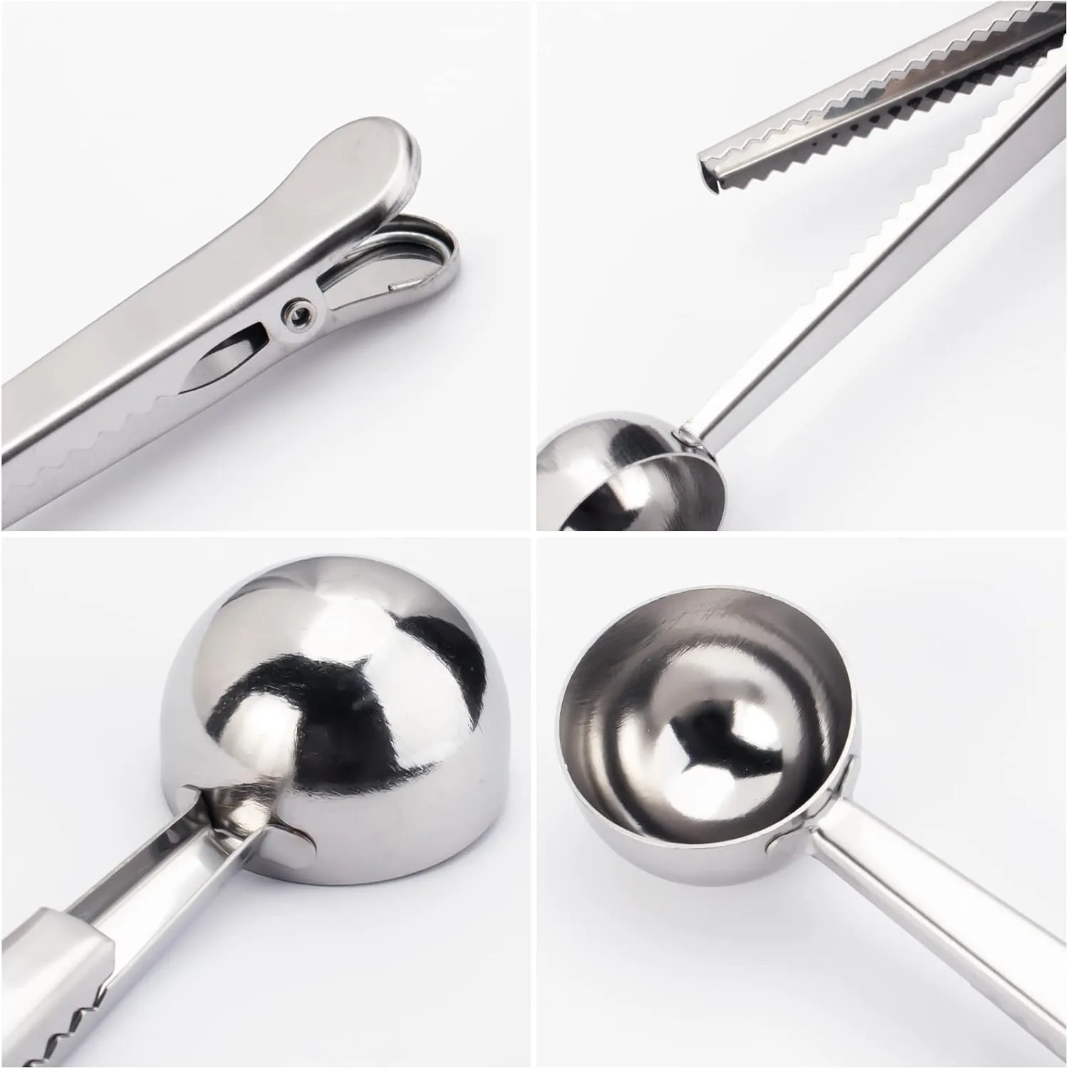 10 PCS Scoop with Clip,2-in-1 Stainless Steel Coffee Scoop and Bag Clip for Measuring Coffee, Tea，Protein Powder, Instant Drinks