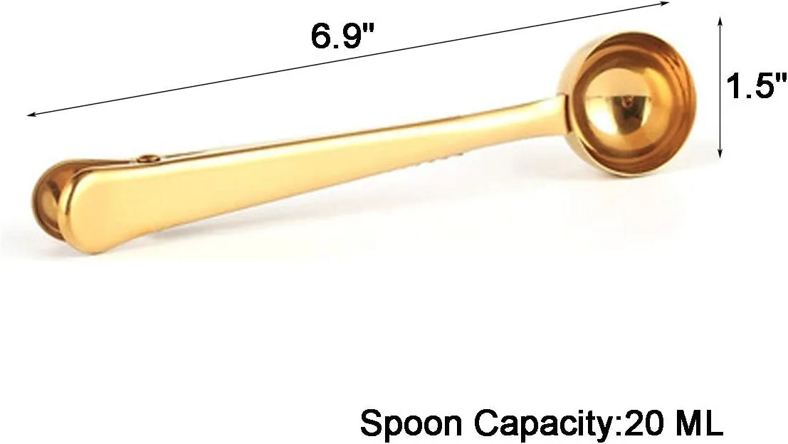 10 PCS Scoop with Clip,2-in-1 Stainless Steel Coffee Scoop and Bag Clip for Measuring Coffee, Tea，Protein Powder, Instant Drinks