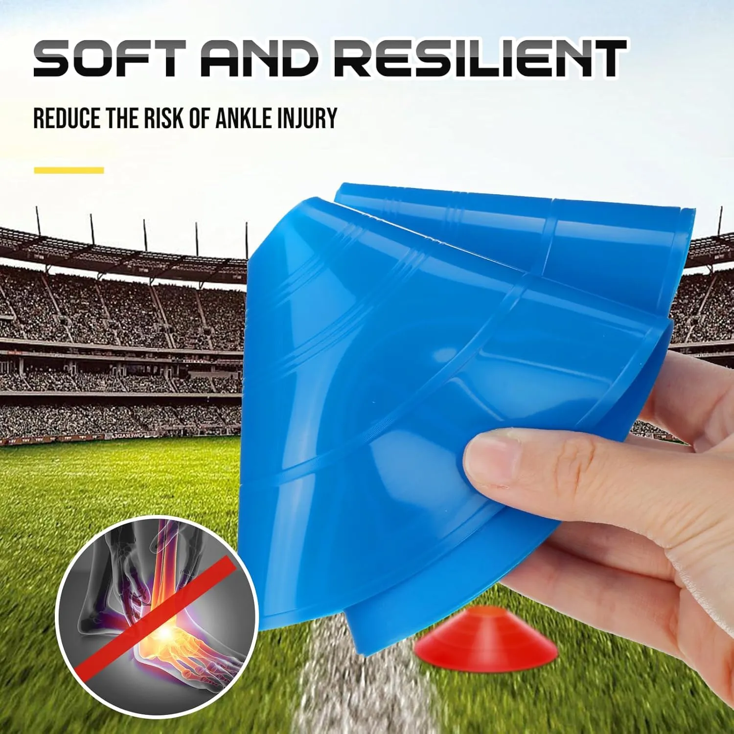 100 Pcs Soccer Training Cones Kit Field Pro Disc Cones with Strap Carry Bag Agility Sports Drill Cones for Gym Practice