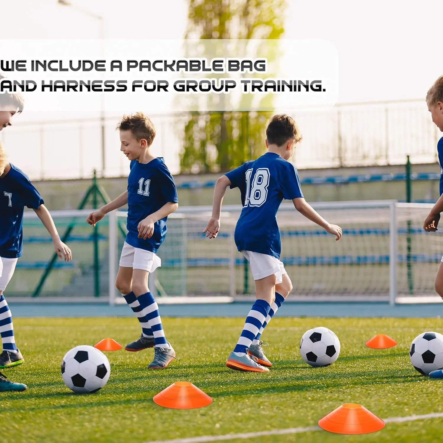100 Pcs Soccer Training Cones Kit Field Pro Disc Cones with Strap Carry Bag Agility Sports Drill Cones for Gym Practice