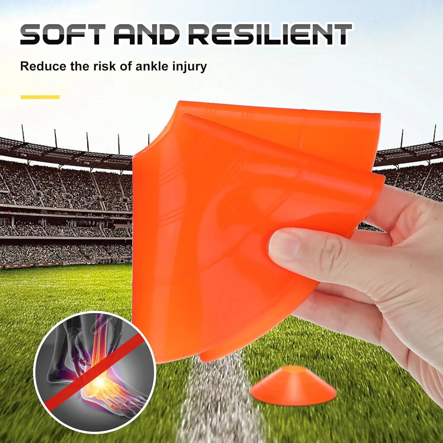 100 Pcs Soccer Training Cones Kit Field Pro Disc Cones with Strap Carry Bag Agility Sports Drill Cones for Gym Practice