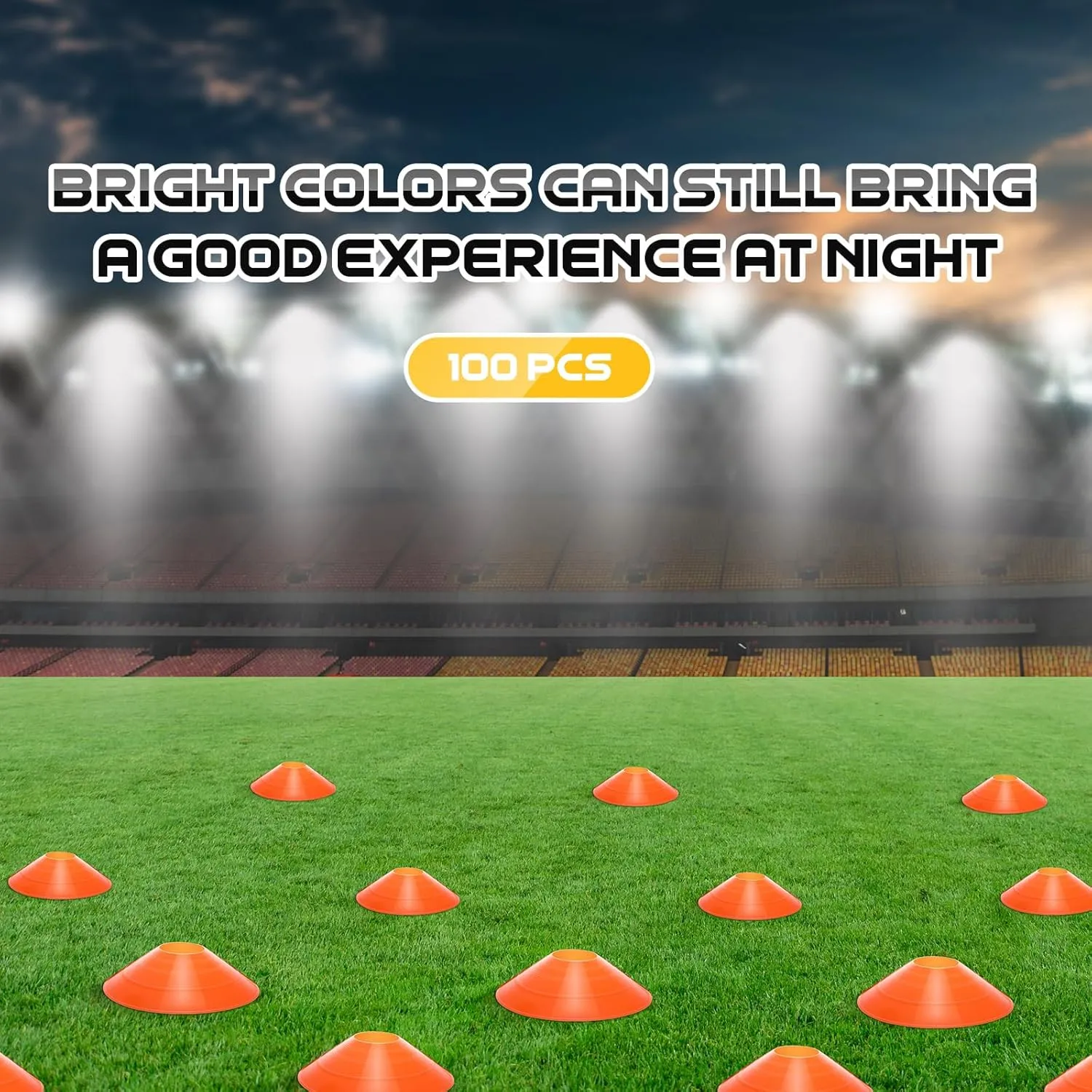 100 Pcs Soccer Training Cones Kit Field Pro Disc Cones with Strap Carry Bag Agility Sports Drill Cones for Gym Practice