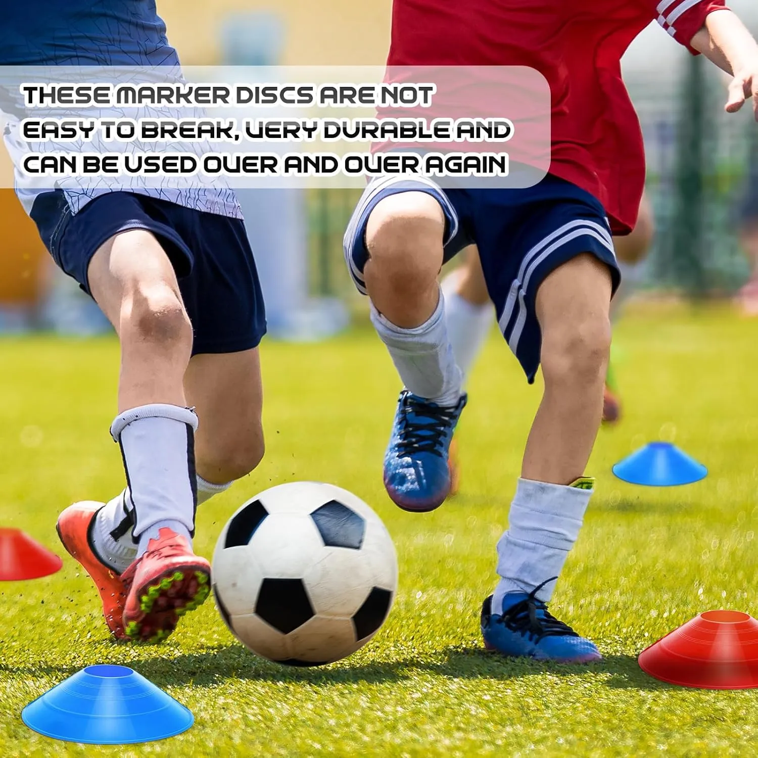 100 Pcs Soccer Training Cones Kit Field Pro Disc Cones with Strap Carry Bag Agility Sports Drill Cones for Gym Practice