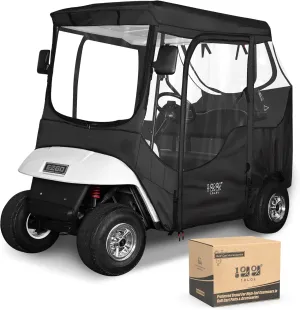 10L0L 2 Passenger Golf Cart Driving Enclosure for EZGO TXT and RXV Model, 4-Sided Clear Window 600D Rain Cover All Weather Windproof Waterproof