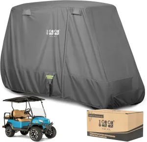 10L0L 2/4/4 2 Passenger Golf Cart Cover Upgrade Extended Roof, 600D Waterproof Snowproof Windproof Sunproof Durable Full Golf Cart Covers for Yamaha,EZGO,Club Car and Other
