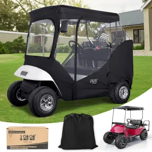 10L0L Golf Cart Enclosure 2 Passenger 600D for EZGO TXT/RXV with 2 Door Zippers, Security Side Mirror Openings, Waterproof Driving Rain Cover