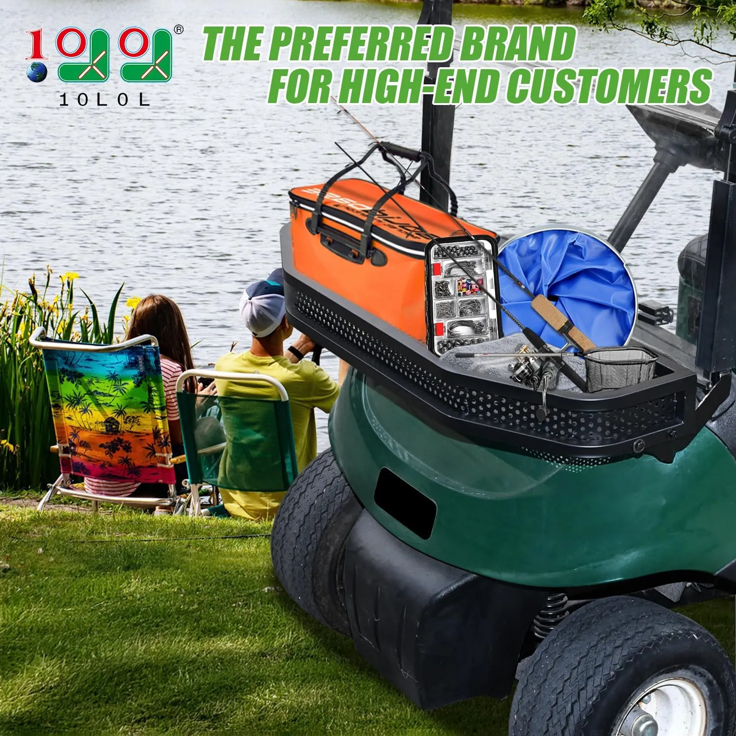 10L0L Golf Cart Front Clay/Utility/Cargo Basket Compatible with EZGO TXT/RXV/Club Car DS