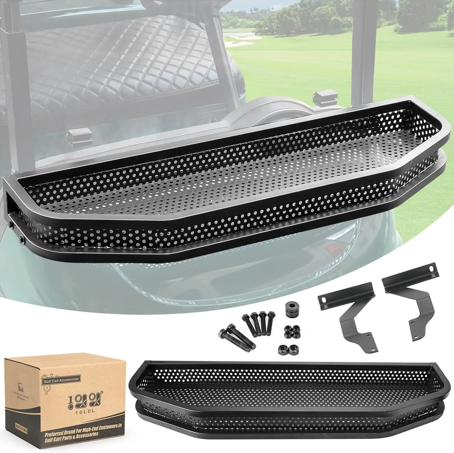 10L0L Golf Cart Front Clay/Utility/Cargo Basket Compatible with EZGO TXT/RXV/Club Car DS