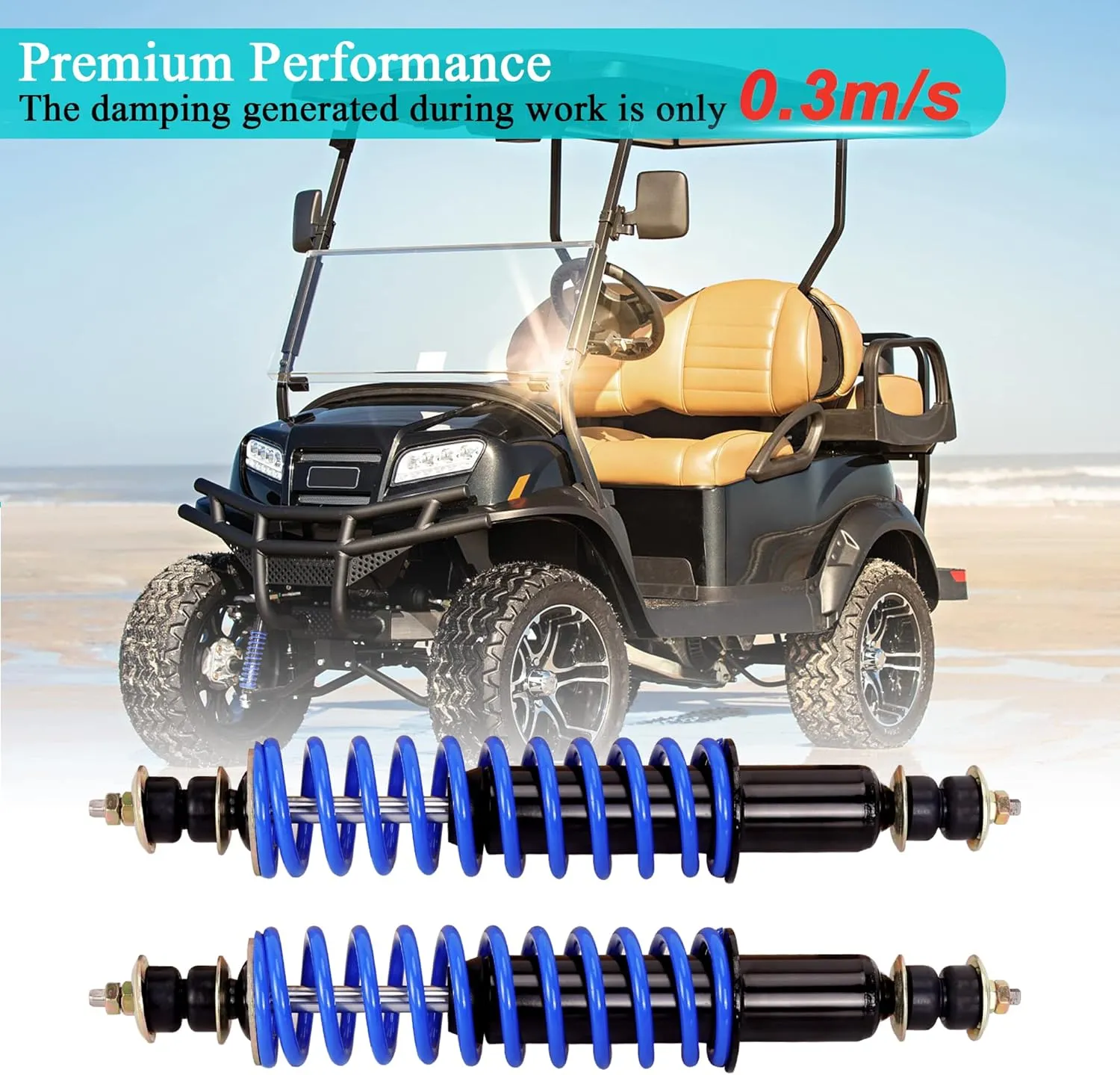 10L0L Golf Cart Front Rear Shock Absorber Set Coil Over Heavy Duty Shock Absorber Bolt Fits EZGO Medalist/TXT 1994  Newer Gas or Electric, Replaces Part 70928-G01 76418-G01 (2 Pack)
