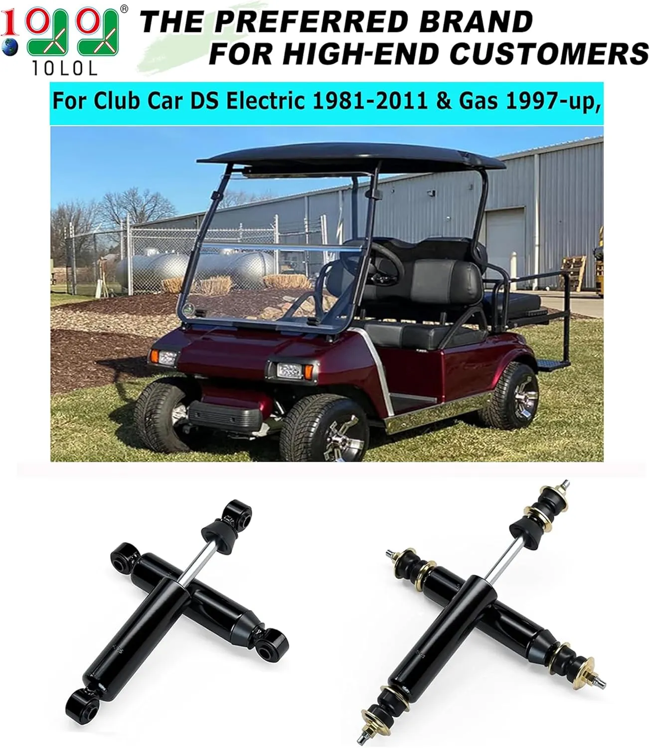 10L0L Golf Cart Shock Absorbers Kit for Club Car DS Electric 1981-up and Gas 1997-up, Front Rear Shocks Replace OEM 1014235 1015813 1010991 1012183 1014236 1013164