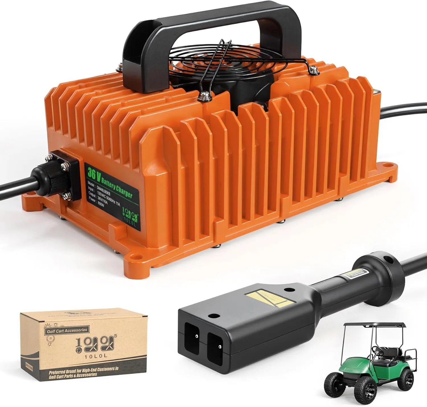 10L0L Smart Golf Cart Battery Charger for EZGO TXT, 18 AMP 36 Volt Golf Cart Charger with D Style Plug Fits Lead-Acid and Lithium Battery