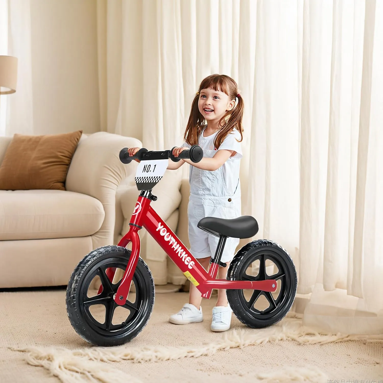 12 Inch Toddler Balance Bike for 2-5 Year Olds, No-Pedal Bike with Tool-Free Adjustable Seat, Quick Assembly, Gift for 2-3 Year Old Boys & Girls with Customizable Plate