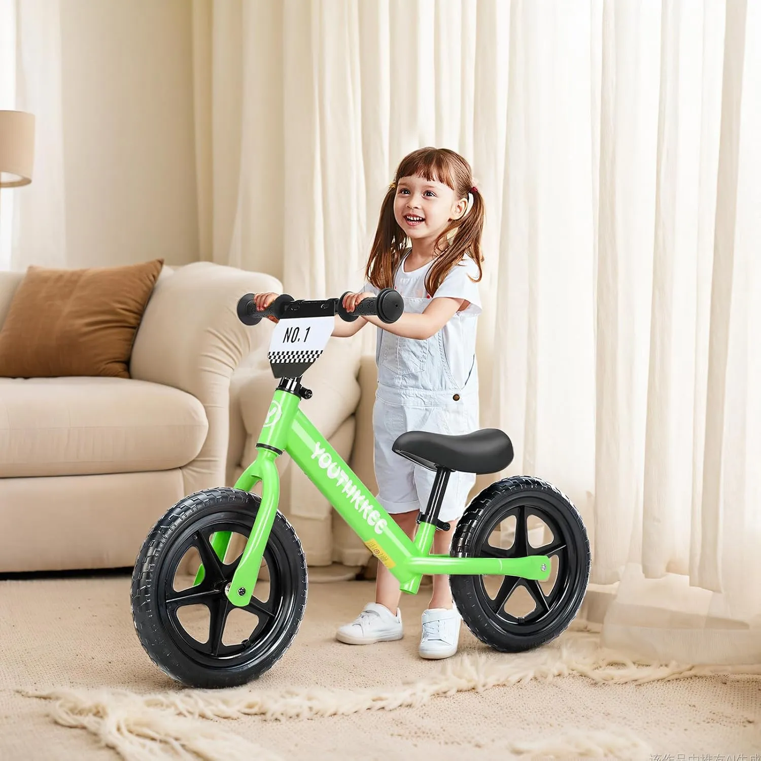 12 Inch Toddler Balance Bike for 2-5 Year Olds, No-Pedal Bike with Tool-Free Adjustable Seat, Quick Assembly, Gift for 2-3 Year Old Boys & Girls with Customizable Plate