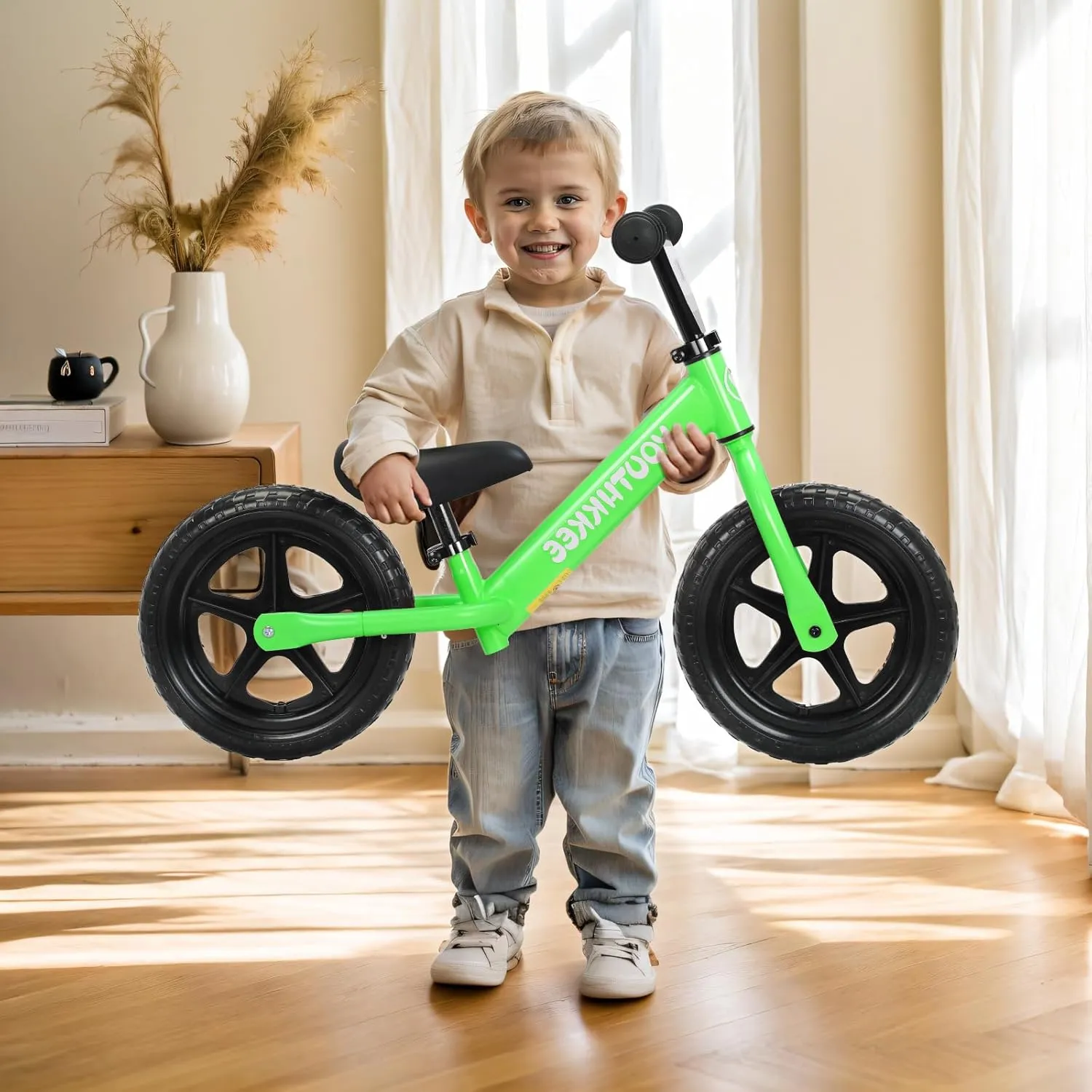 12 Inch Toddler Balance Bike for 2-5 Year Olds, No-Pedal Bike with Tool-Free Adjustable Seat, Quick Assembly, Gift for 2-3 Year Old Boys & Girls with Customizable Plate