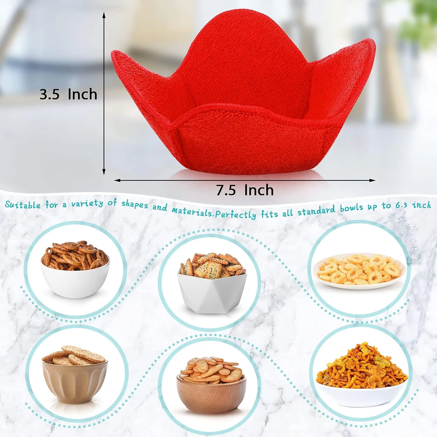 12 Pieces Microwave Safe Bowl Holders Polyester Hot Bowl Holder Protect Your Hands from Hot Dishes for Heating Soup, Leftover Food, Meals (Red)