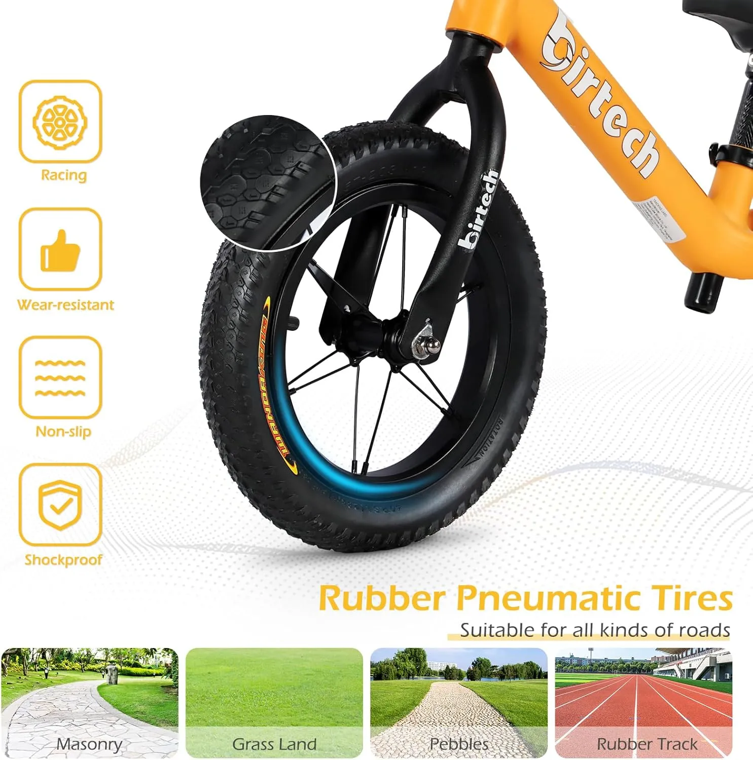 12" Balance Bike for 2, 3, 4, 5 Year Old Boys and Girls, Lightweight Nylon Frame Toddler Training Bike No Pedal Bikes for Kids with Adjustable Seat and Air Tires