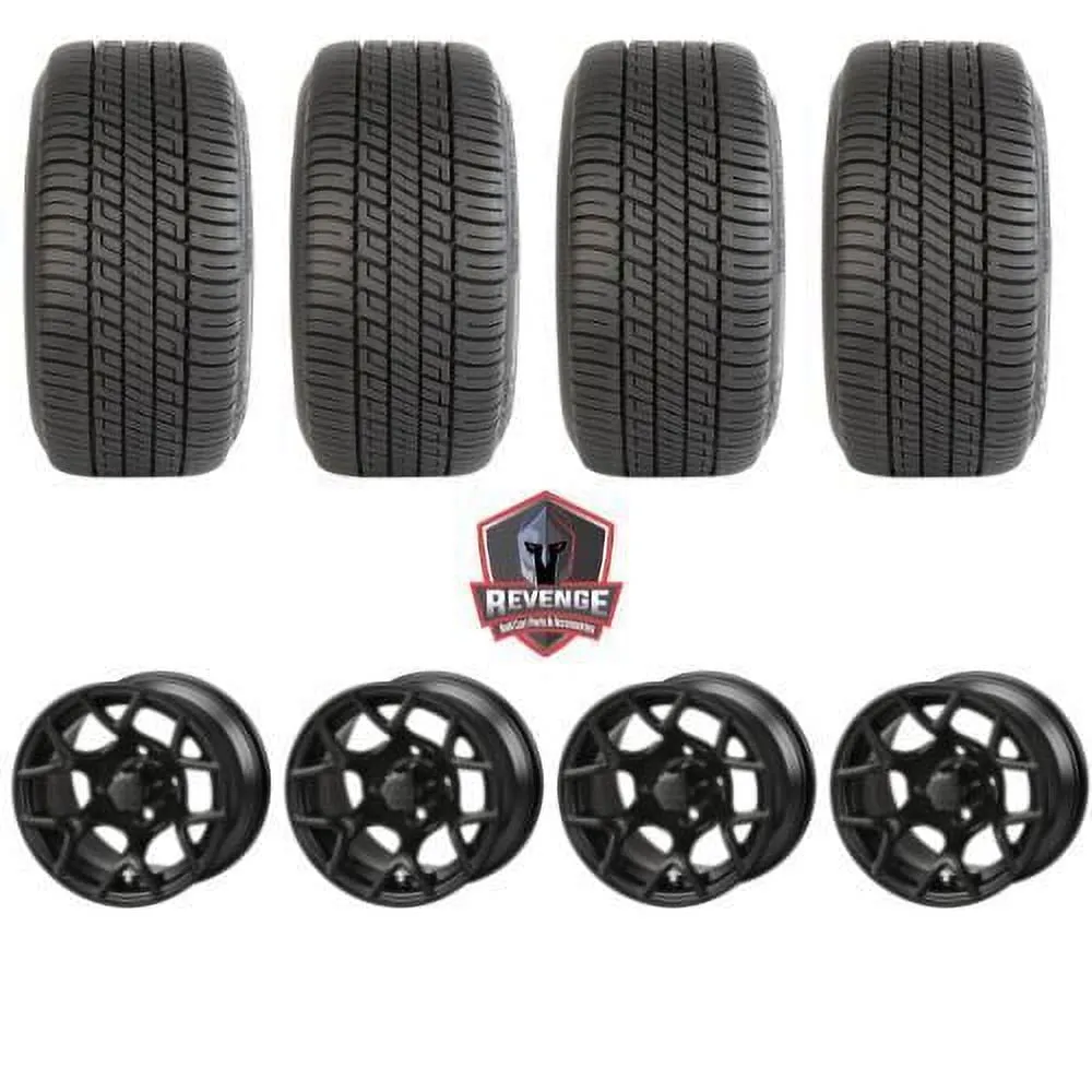 12" Ninja Matte Black Golf Cart Wheels and Tires Combo (205/30-12) Set of 4