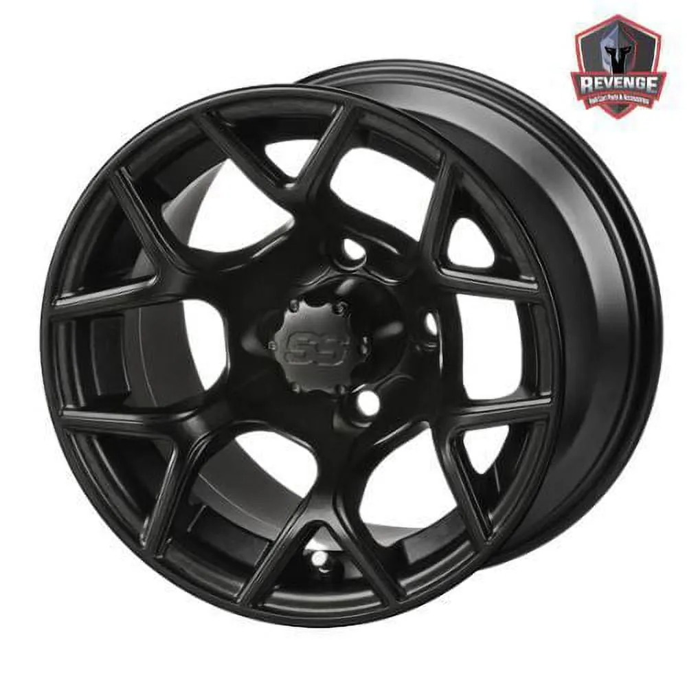 12" Ninja Matte Black Golf Cart Wheels and Tires Combo (205/30-12) Set of 4