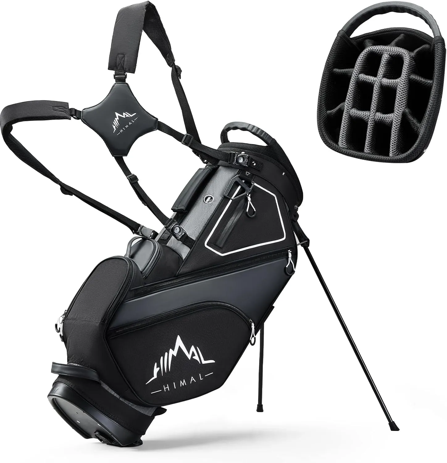14 Way Dividers Golf Stand Bag Lightweight, Golf Bag for Men Women with Multiple Pockets, Dual Strap and Rain Cover Hood