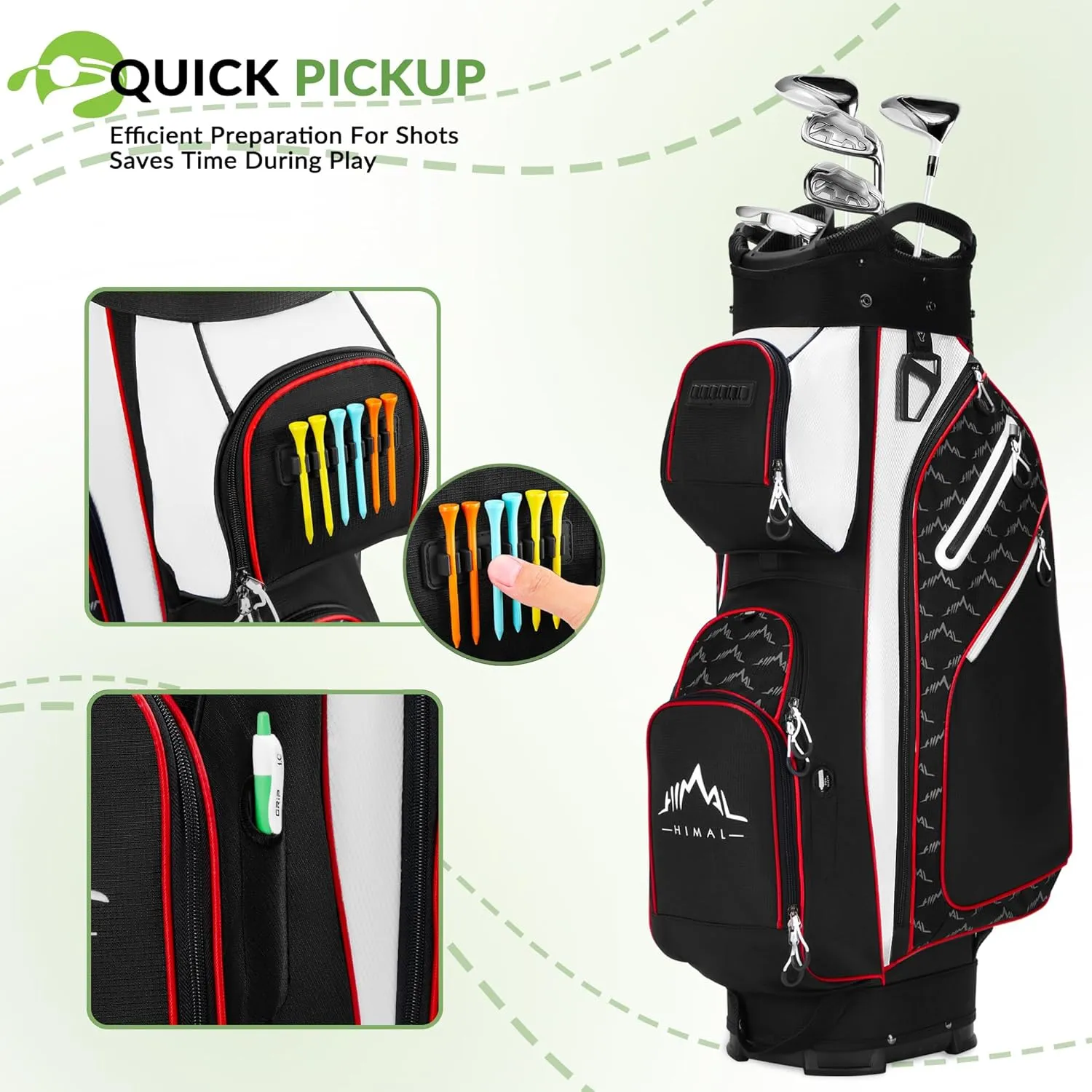 14 Way Golf Cart Bag Featuring Full-Length Divider Top and Multiple Pockets, Golf Bag for Men with Handles and Rain Cover
