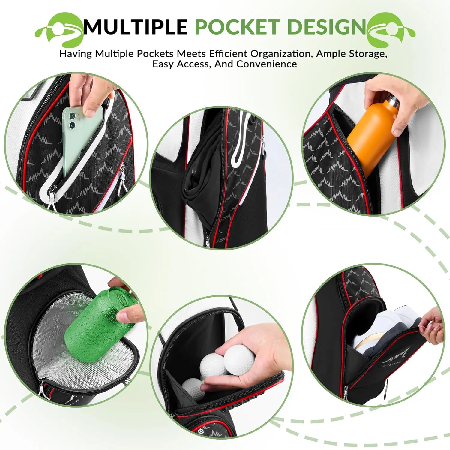 14 Way Golf Cart Bag Featuring Full-Length Divider Top and Multiple Pockets, Golf Bag for Men with Handles and Rain Cover