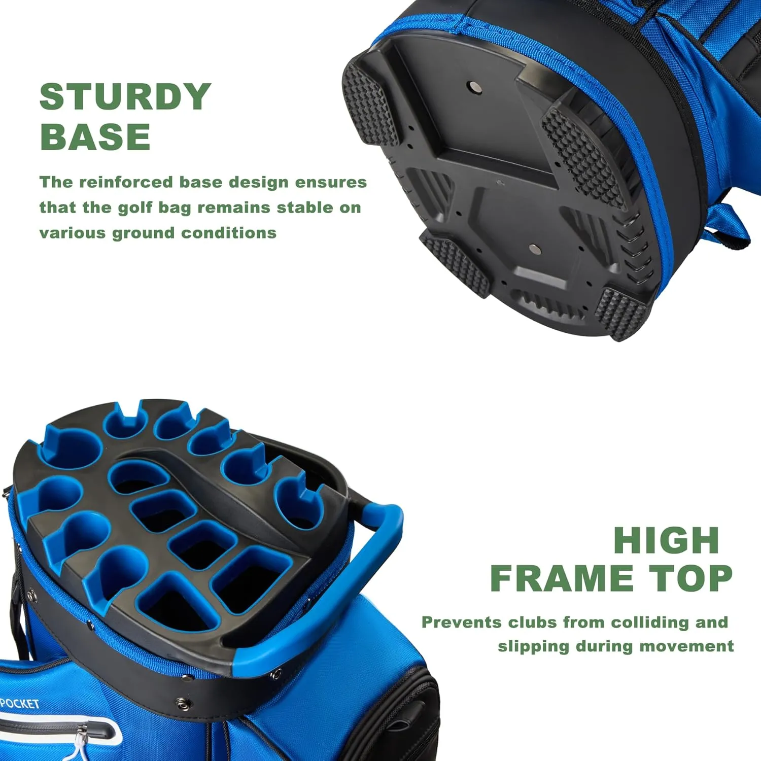 14-Way Golf Cart Bag, Premium Full Length Golf Bag for Men with Magnetic Leather Pocket, Handles and Rain Cover