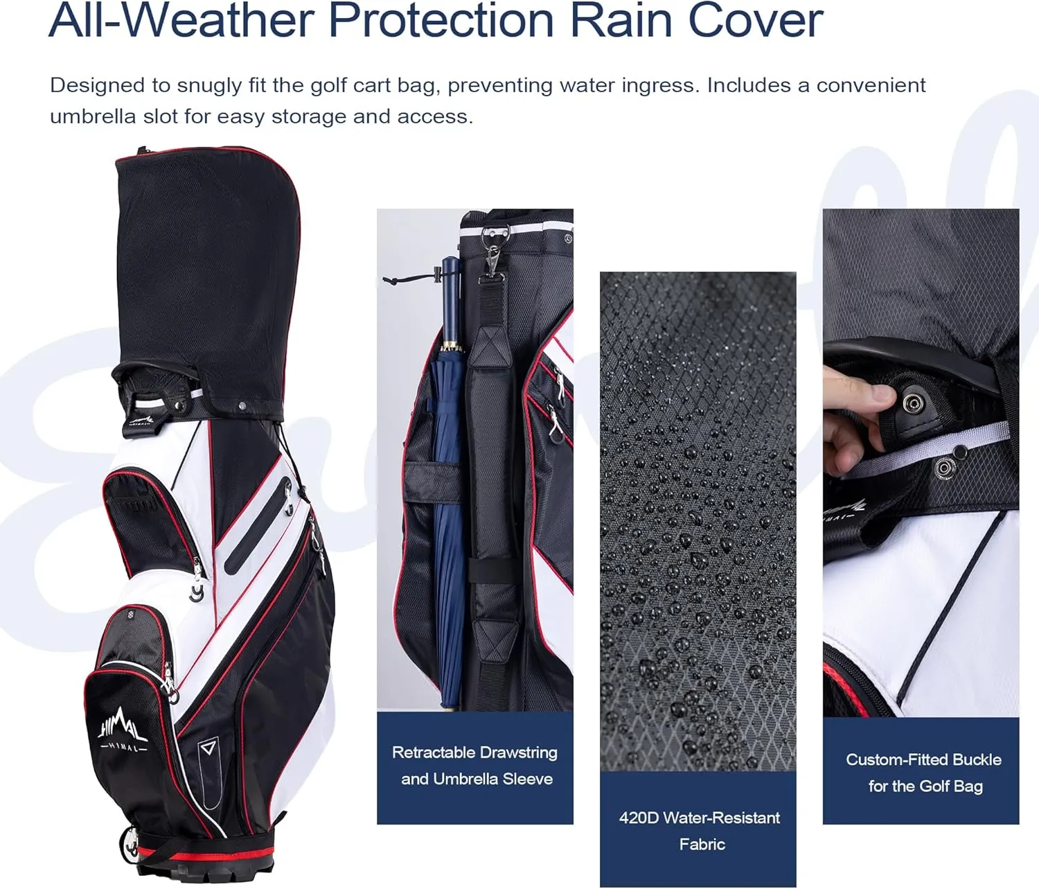 14-Way Golf Cart Bag with Organizer Divider & Rain Cover