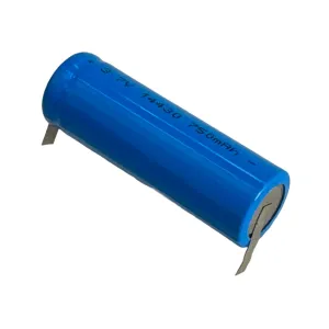 14430 Li-Ion 750mAh FLAT TOP with solder tabs/ tags