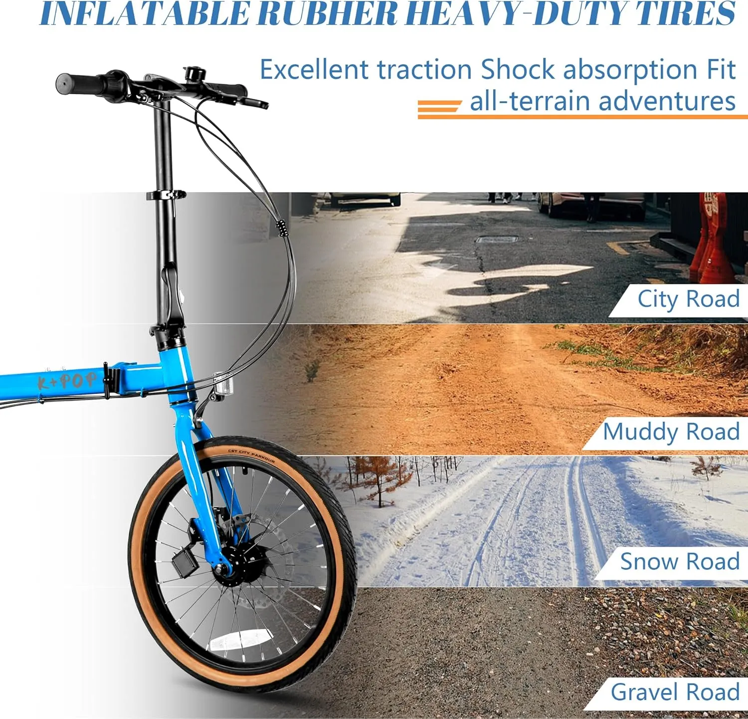 16” Folding Bike, Foldable City Bicycle with 7 Speed, Outdoor Beach Cruiser Bike for Adult,Adjustable Seat,Portable Compact Bicycle Urban Commuter Lightweight Bike for Women Men