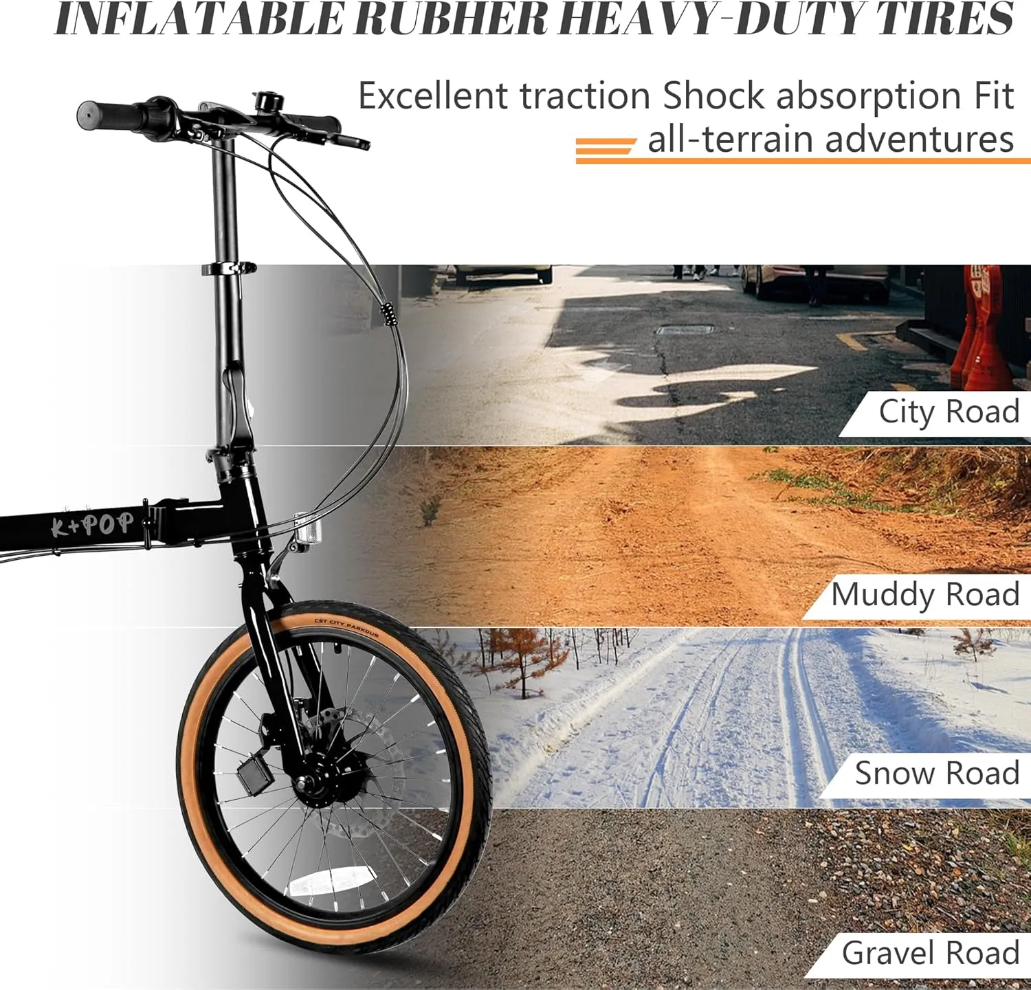 16” Folding Bike, Foldable City Bicycle with 7 Speed, Outdoor Beach Cruiser Bike for Adult,Adjustable Seat,Portable Compact Bicycle Urban Commuter Lightweight Bike for Women Men