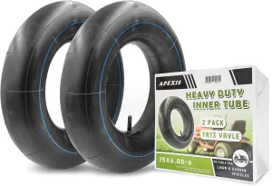 2-Pack of 15x6.00-6" Premium Replacement Tire Inner Tubes - Fits for Hand Trucks, Dollies, Wheelbarrows, Lawn Mowers, Trailers