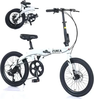 20 Inch Folding Bike with 7-Speed，Heavy Duty Folding Bike Up to 330LBS-Lightweight Aluminum Frame Folding Bike，Folding Commuter Bike for Women/Men/Adult/Youth,Adjustable Stem，7 Colors