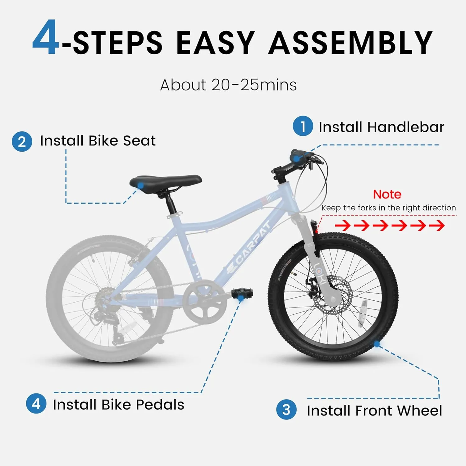 20 Inch Kids' Mountain Bike Ages 5-10, 7-Speed Children's Day Gifts Bicycles for Boys Girls Present, Outdoor Cycling City Bikes