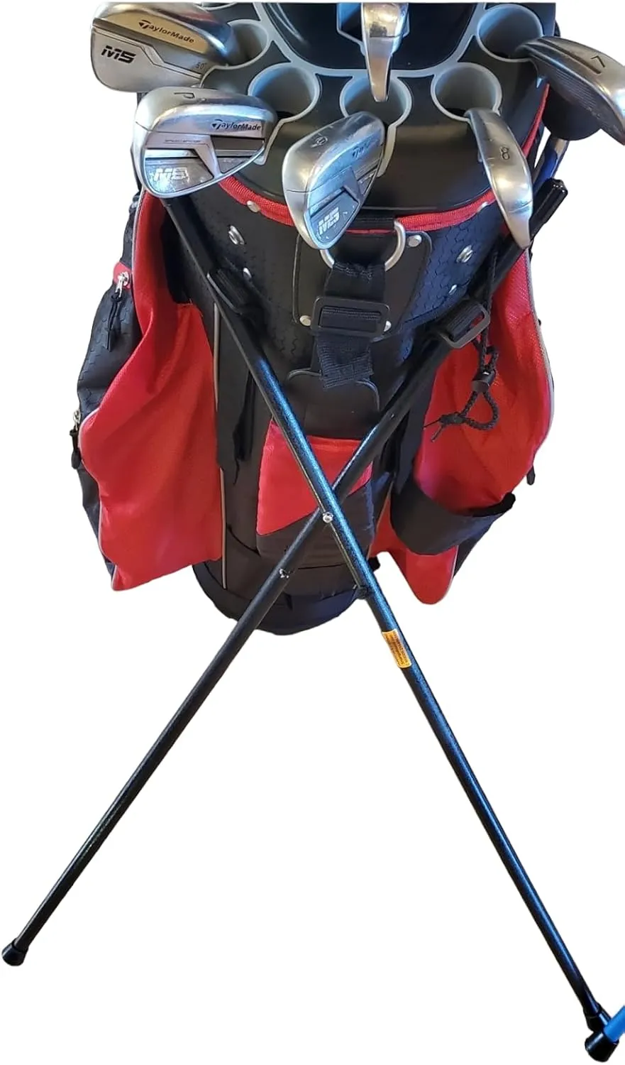 2.0: with STEEL ROPE CORD Black SMART GOLF Bag STAND Attachment Foldable Legs Only, Easy to Carry Lightweight Golf Stand, Attachable Golf Bag Accessories, Black-Aluminum
