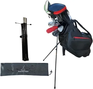 2.0: with STEEL ROPE CORD Black SMART GOLF Bag STAND Attachment Foldable Legs Only, Easy to Carry Lightweight Golf Stand, Attachable Golf Bag Accessories, Black-Aluminum