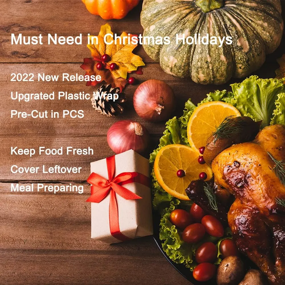 200PCS Upgraded Pre-cut Plastic Wrap Alternative to Foil Cling Wrap Sran Wrap,Used as Food Storage Covers, Fresh Keeping Bags 100pcs, Bowl Covers,Pot Lid,Keep Food Fresh,Cover Leftover