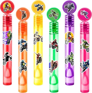 24PCS Dirt Bike DIY Bubble Wands with 96PCS Stickers - Party Favor for Goodie Bags, Pinata Stuffers, Mini Bubble Bulk Farm Birthday Supplies, Toys Gifts, Class Prizes for Toddlers, Boys & Girls