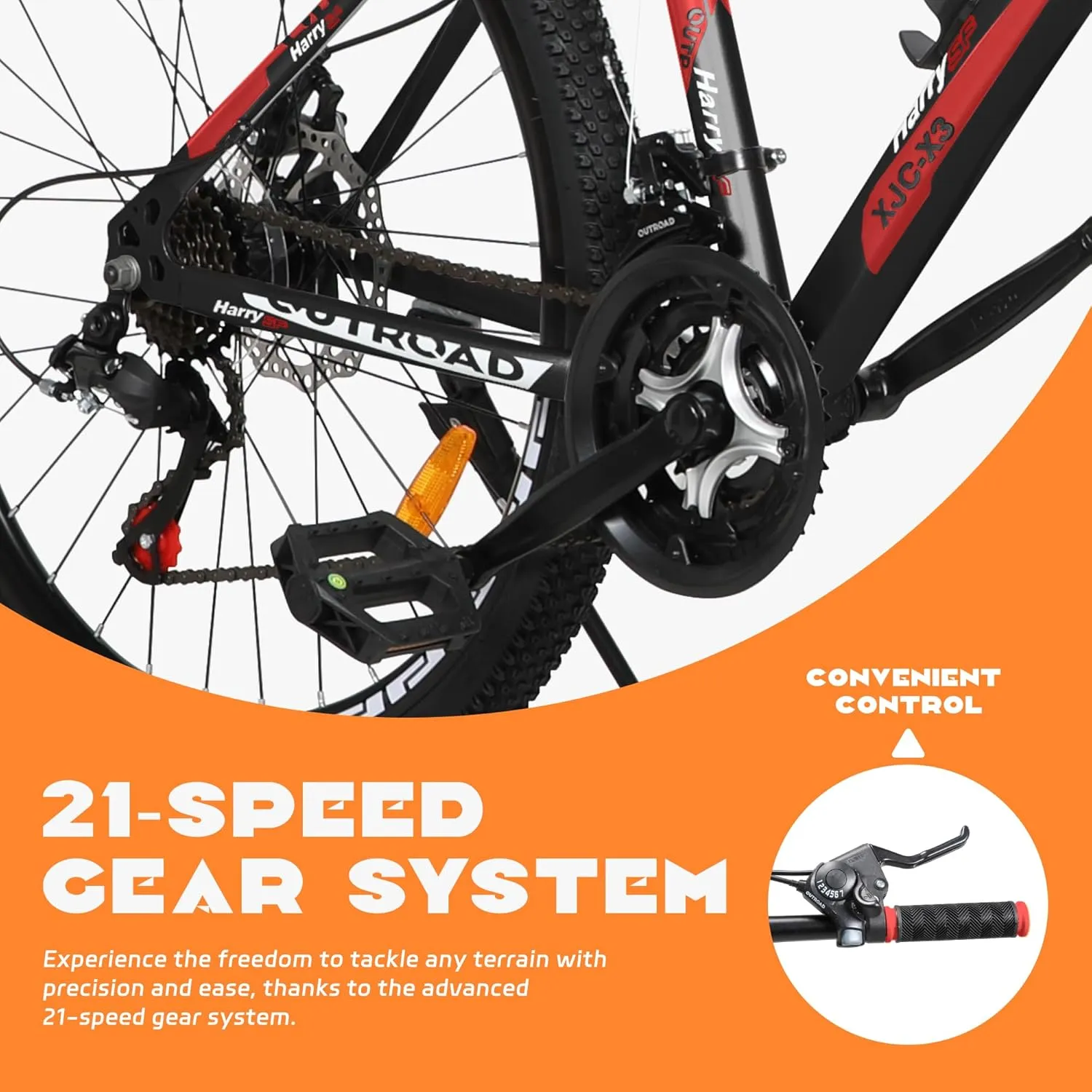 26 Inch Mountain Bike, Aluminum Frame, 21-Speed Dual Disc Brake Bicycle with Lock-Out Suspension Fork, Nomal Wheels Bicycles for Men and Women