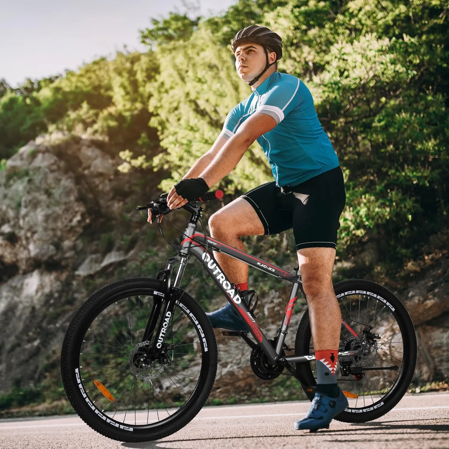 26 Inch Mountain Bike, Aluminum Frame, 21-Speed Dual Disc Brake Bicycle with Lock-Out Suspension Fork, Nomal Wheels Bicycles for Men and Women
