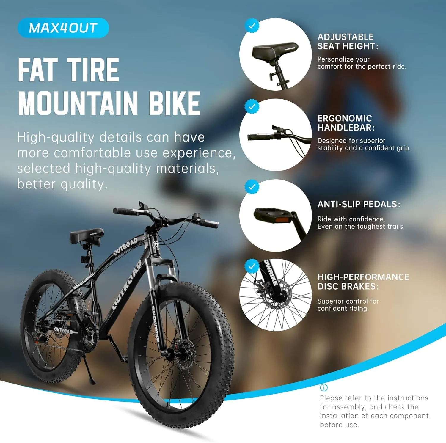 26 Inch Mountain Bike, Aluminum Frame, 21-Speed Dual Disc Brake Bicycle with Lock-Out Suspension Fork, Nomal Wheels Bicycles for Men and Women