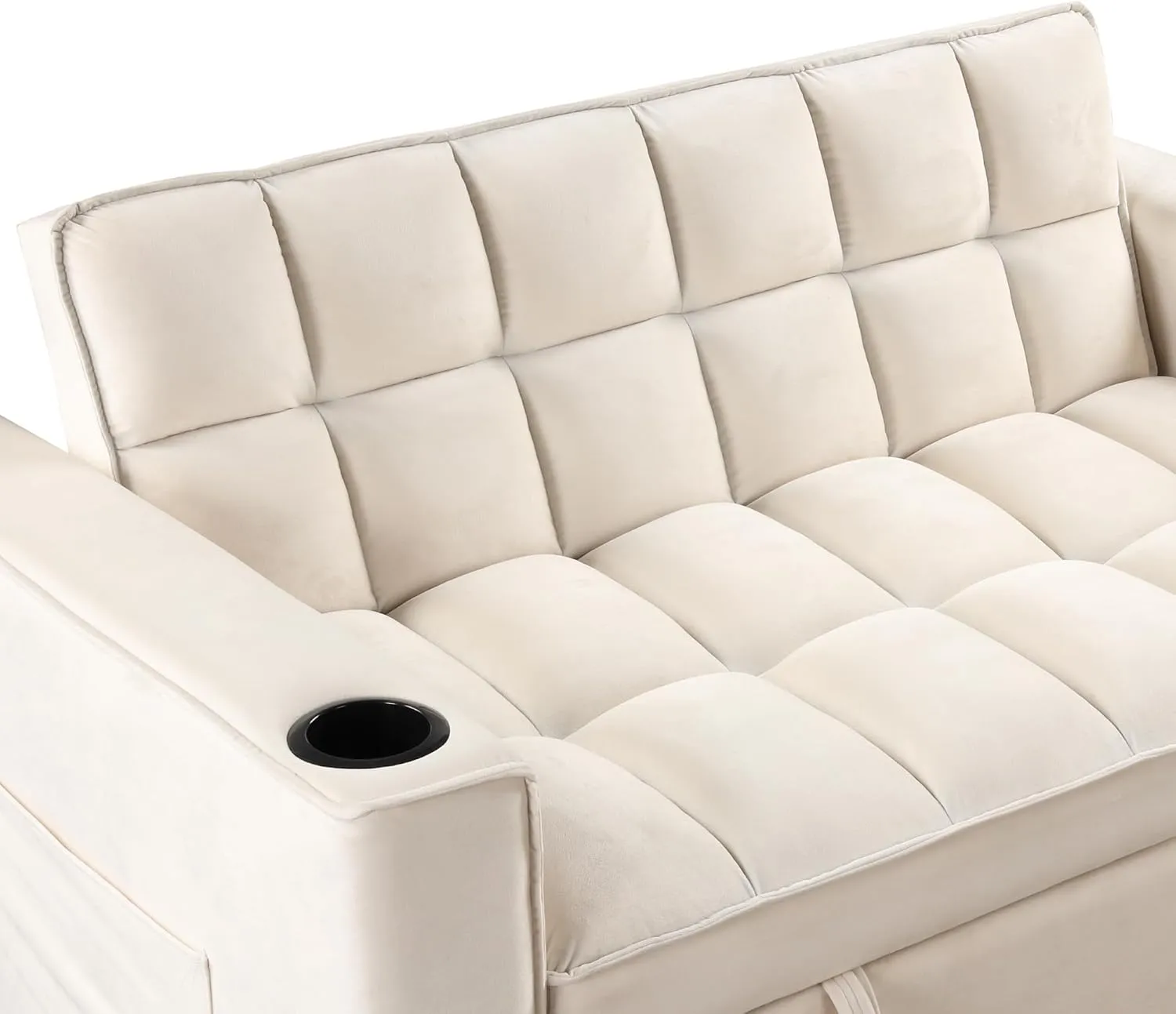 3 in 1 Upholstered Loveseat Futon Sofa Convertible Sleeper Sofabed, Modern Loveseat Sofa Foldable Lounge Chaise Daybed W/Pull Out Sleeper Couch Bed,USB Ports and Cupholders for Living Room Bedroom