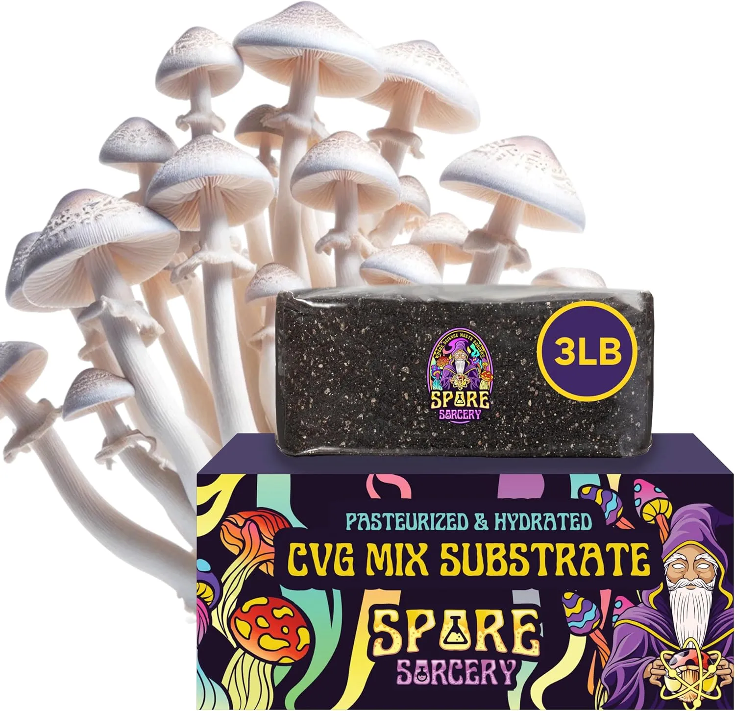 3 LB Pasteurized & Hydrated Mushroom Substrate | CVG Mix with Coco Coir, Vermiculite, Gypsum & Azomite | Grows Like Magic in Monotubs, Dubtubs & Grow Bags (3 LB Bag)