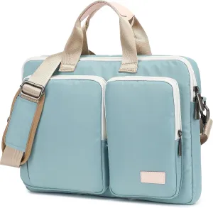 360 Protective Multi-Pockets Laptop Shoulder Bag Sleeve Case, Briefcase for 15.6 & 16 Inch Laptops (Light Blue)