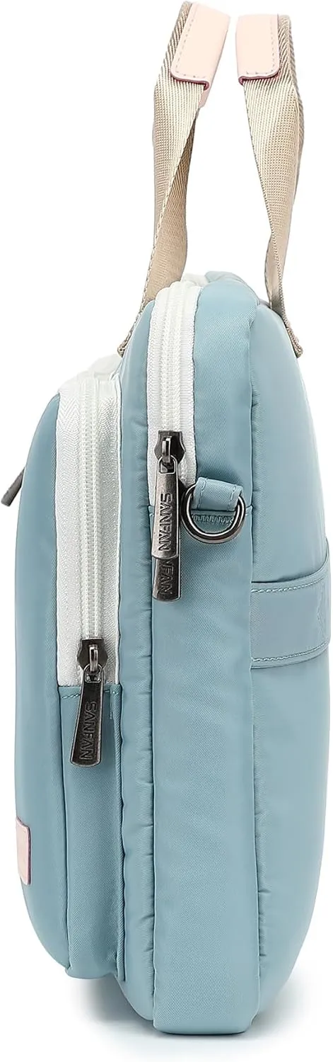 360 Protective Multi-Pockets Laptop Shoulder Bag Sleeve Case, Briefcase for 15.6 & 16 Inch Laptops (Light Blue)