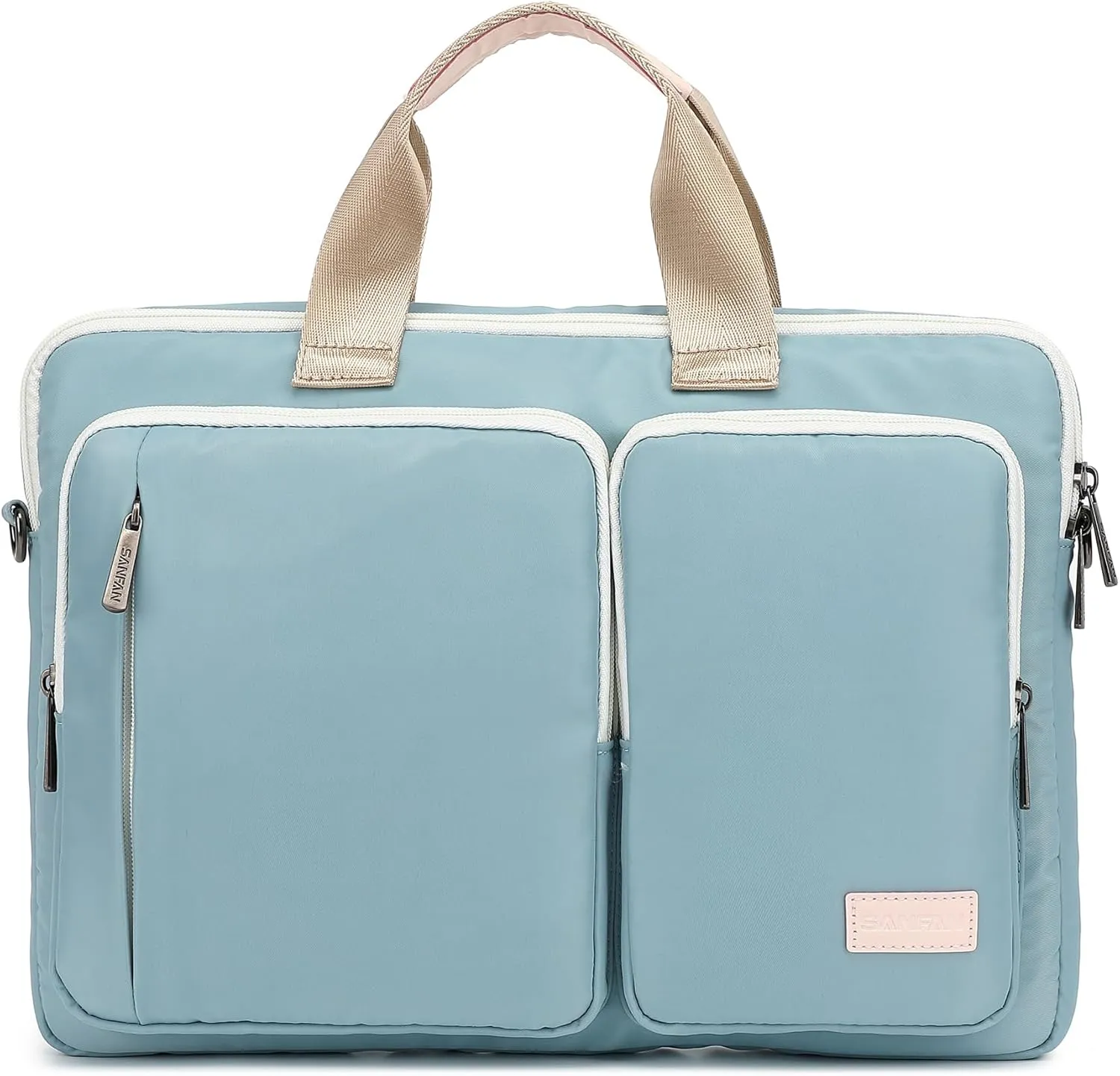 360 Protective Multi-Pockets Laptop Shoulder Bag Sleeve Case, Briefcase for 15.6 & 16 Inch Laptops (Light Blue)