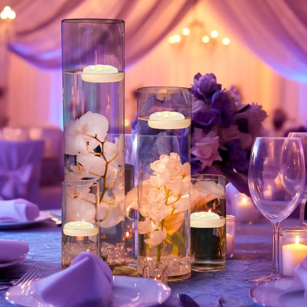 36pack Flameless Led Floating Candles, 3” Plastic Tealights Battery Operated Flickering 100  Hour Waterproof for Cylinder Vases, Centerpieces at Wedding, Party, Pool, Holiday (White)