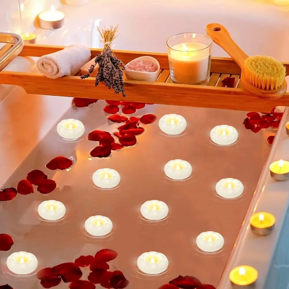 36pack Flameless Led Floating Candles, 3” Plastic Tealights Battery Operated Flickering 100  Hour Waterproof for Cylinder Vases, Centerpieces at Wedding, Party, Pool, Holiday (White)